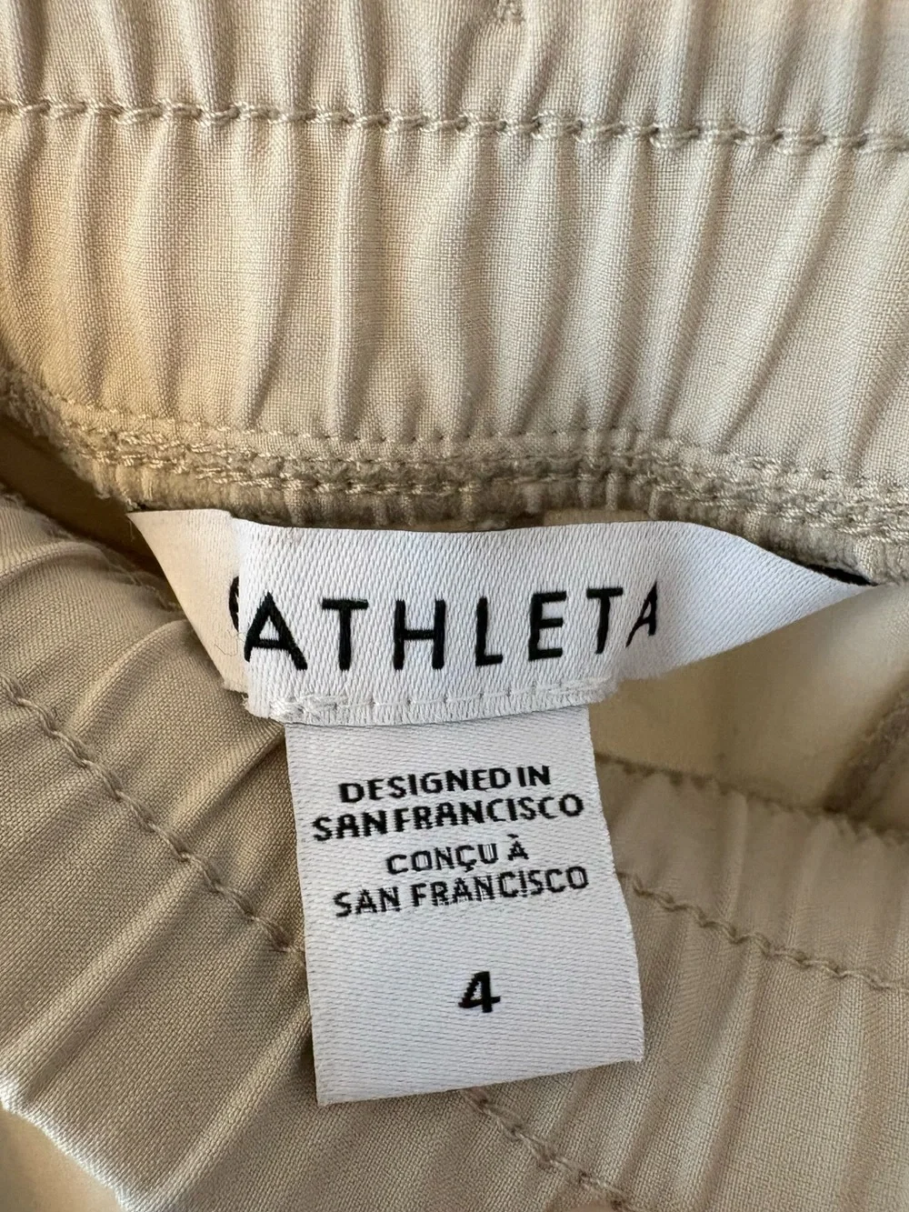 Atheltica Beige Highrise Drawstring Wide Leg Athleisure Pants Size 4 - Picture 7 of 7